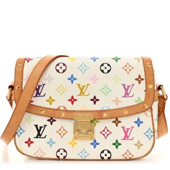 Authentic LOUIS VUITTON Sologne Multicolor Monogram Crossbody Shoulder Bag White
